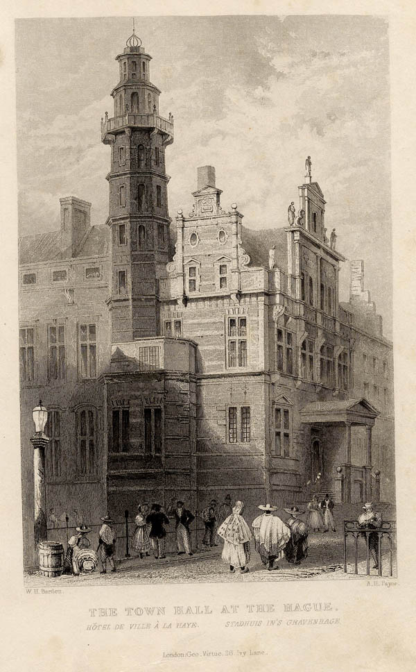 view The Town Hall at The Hague by A.H. Payne, naar W.H. Bartlett
