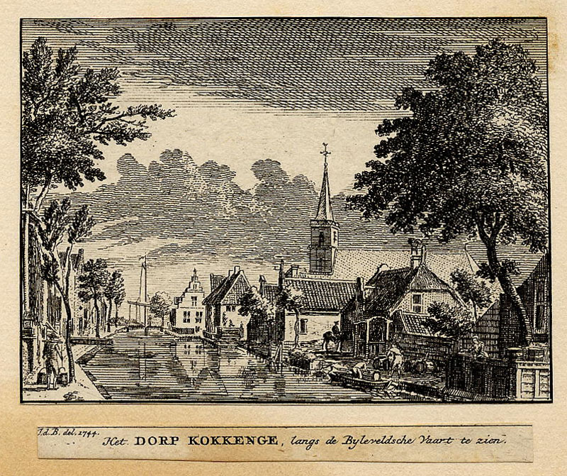 Het dorp Kokkenge, langs de Bylerveldsche Vaart te zien by Hendrik Spilman, naar Jan de Beyer