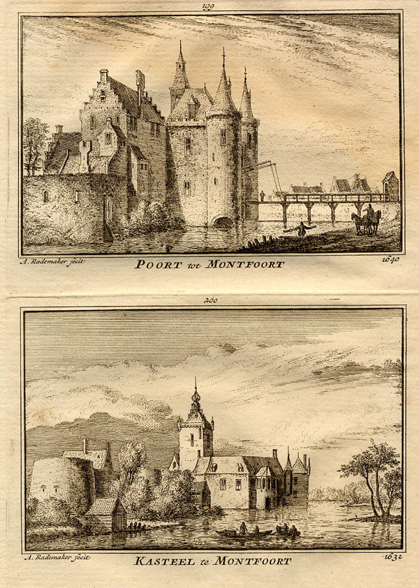 view Poort tot Montfoort, 1640, Kasteel te Montfoort, 1632 by Abraham Rademaker