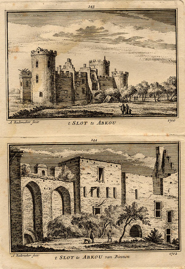 view t Slot te Abkou, 1700,  t slot te Abkou van binnen, 1702 by Abraham Rademaker
