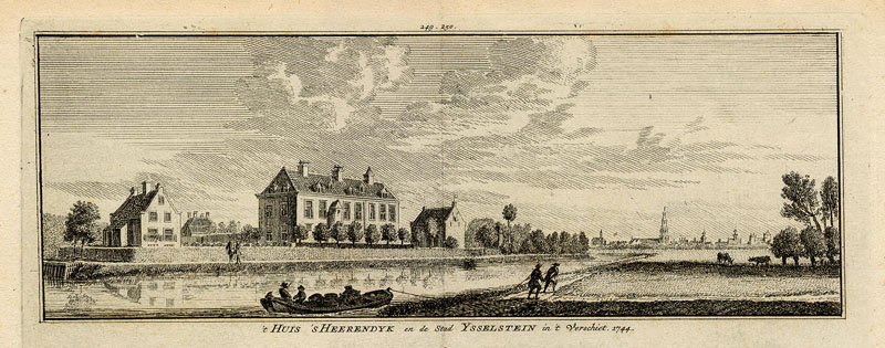 ´t Huis ´s Heerendyk in de stad Ysselstein in ´t verschiet, 1744 by Hendrik Spilman, naar Jan de Beyer