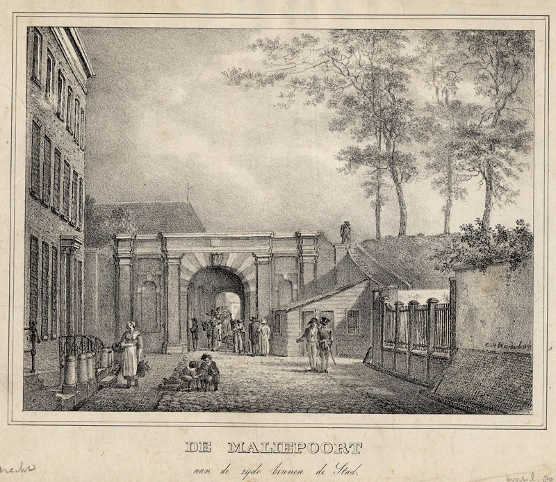 De Maliepoort aan de zijde binnen de Stad by Cornelis van Hardenbergh