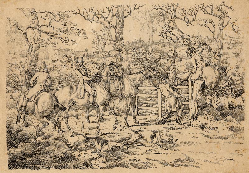 Sportsmen within an enclosure - jacht by Henry Thomas Alken