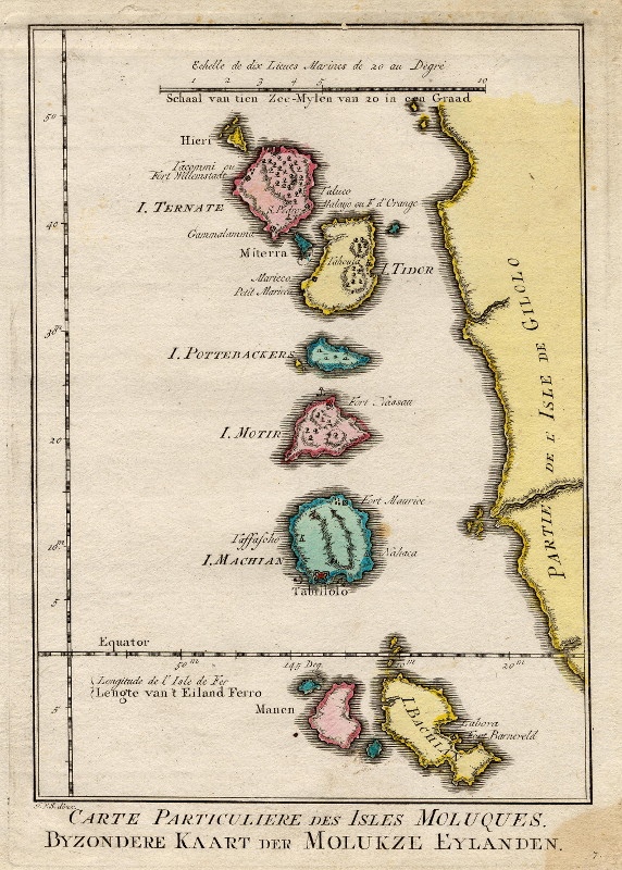 map Byzondere kaart der Molukze Eylanden by J.N. Bellin/J. van der Schley