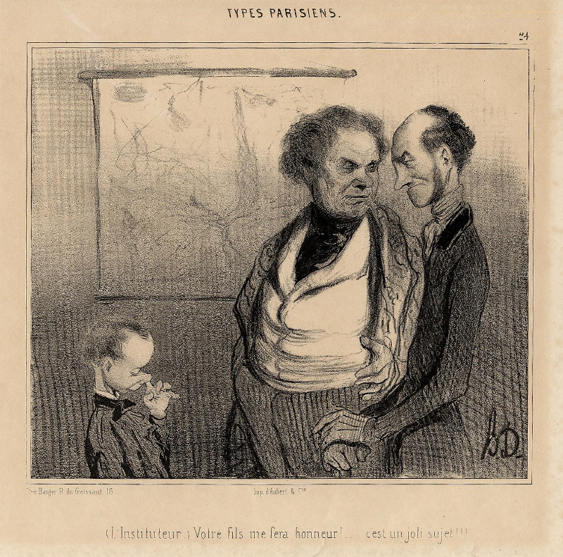 (L´Instituteur:) Votre fils me sera honneur! ... c´est un joli sujet!!! by Honoré Daumier