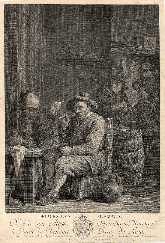print Délices des flamans by Louis Simon Lempereur, naar David Teniers de Jonge.