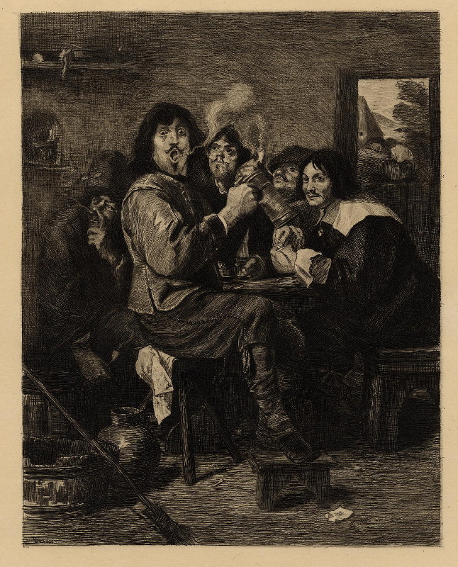 De rokers by Willem Steelink II naar Adriaen Brouwer