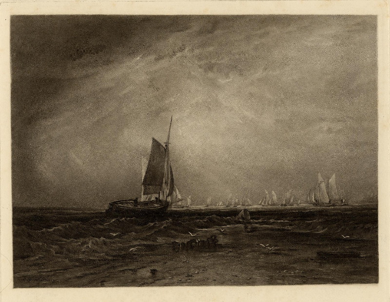 Fishing upon the Blythe-Sand, Tide Setting In by Alfred Brunet-Debaines, naar William Turner