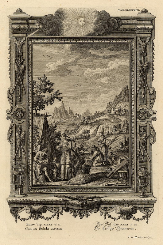 print Conjux fedula netrix, Die fleissige Spinnerin by P.G. Harder