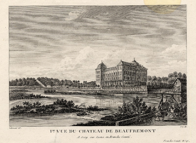 1re vue du chateau de Beaufremont, a Scey sur Saone en Franche Comté by Jean-Baptiste Lallemand