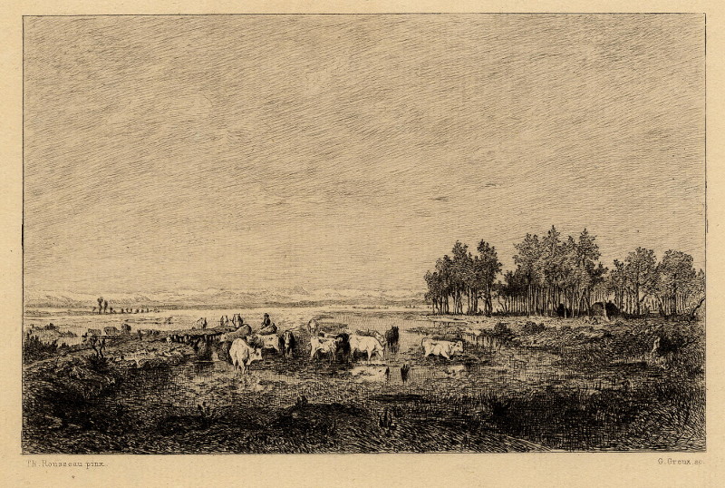 Le marais dans les landes by G. Greux naar Th. Rousseau