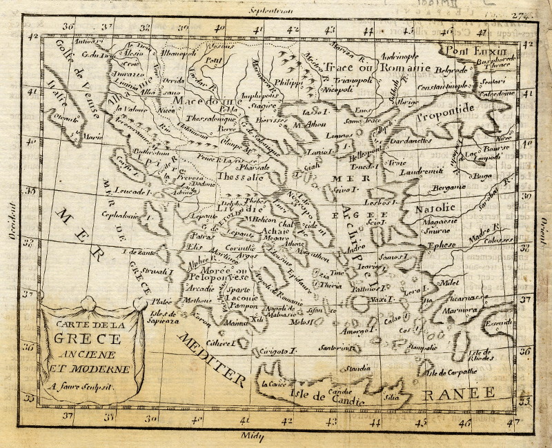 Carte de la Grece anciene et moderne  by A. Faure