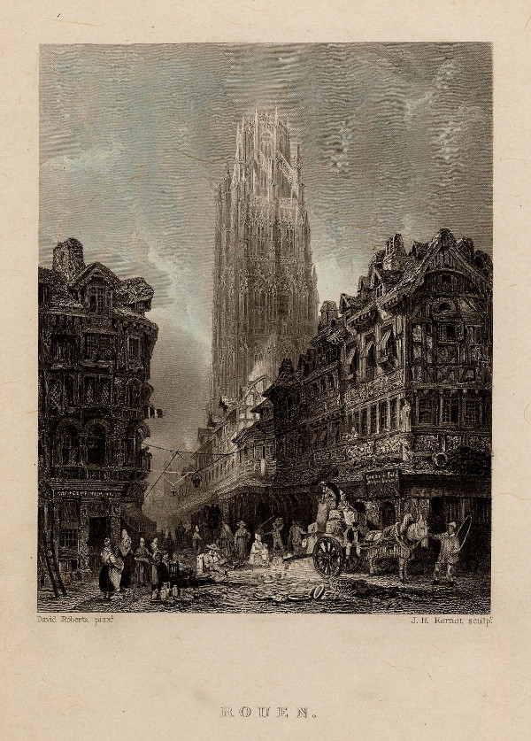 view Rouen by J.H. Kernot, naar David Roberts