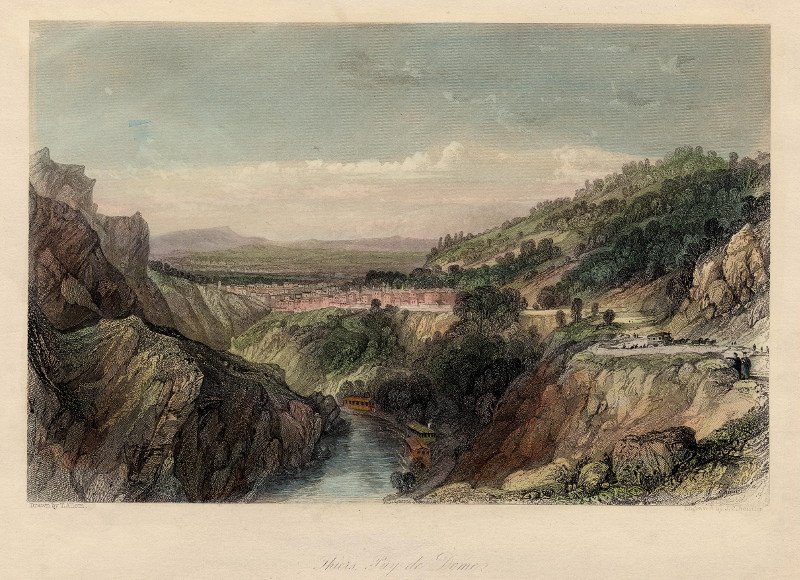 Thiers, Puy de Dome by J.C. Bentley, naar T. Allom