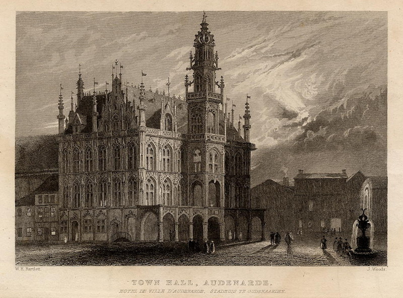 Town hall, Audenaerde by J. Woods naar W.H. Bartlett