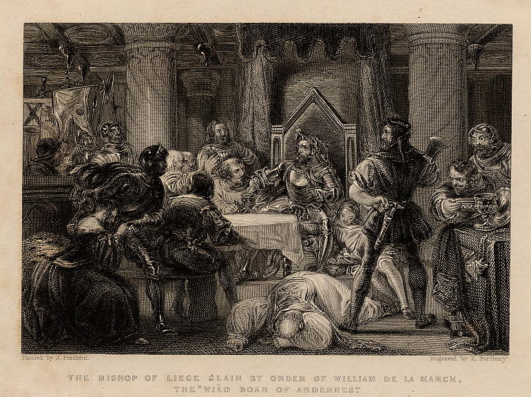 The bishop of Liege, slain by order of William de la Marck, the  by E. Portbury naar J. Franklin