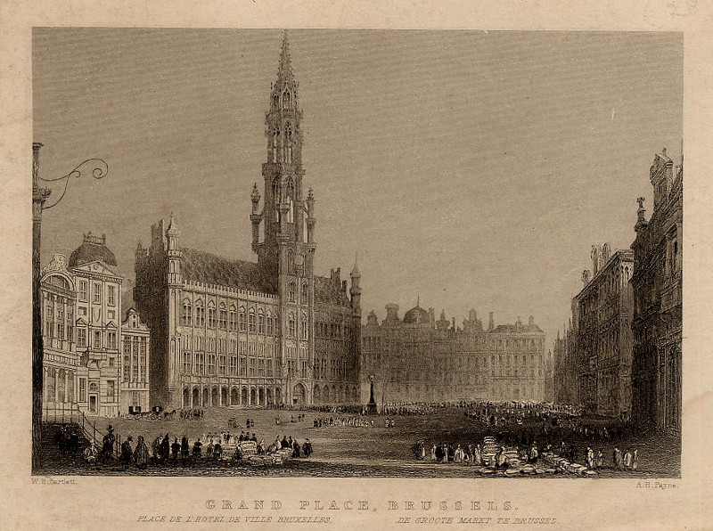 Grand place, Brussels by A.H. Payne naar W.H. Bartlett