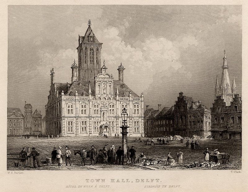 Town hall, Delft by T. Clark, naar W.H. Bartlett