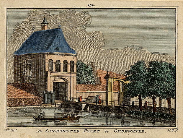 De Linschooter poort te Oudewater by H. Spilman naar H. de Wit
