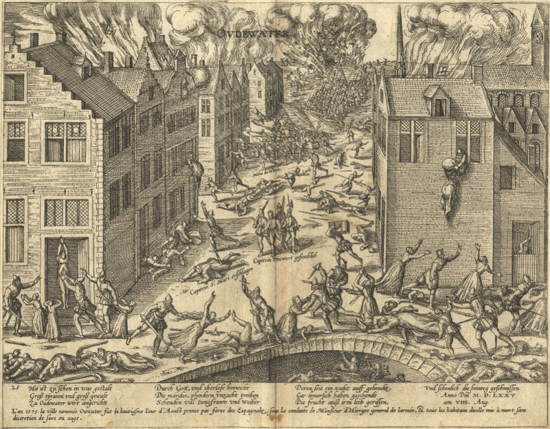 Moord te Oudewater, 1575 by nn naar F. Hogenberg