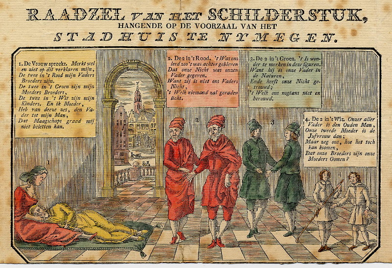 Raadzel van het schilderstuk, hangende op de voorzaal van het stadhuis te Nijmegen by nn