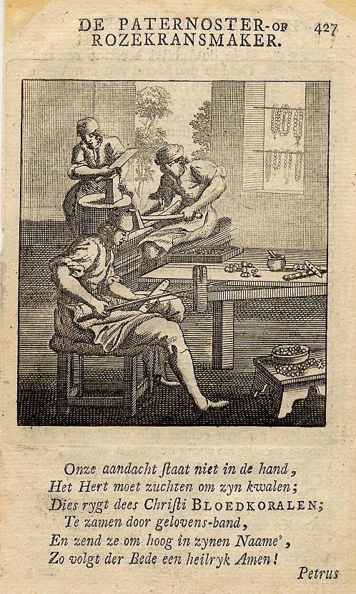 print De Paternoster of rozenkransmaker by Jan Luyken