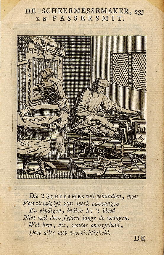 print De Scheermessemaker, en passersmit by Jan en Caspar Luyken