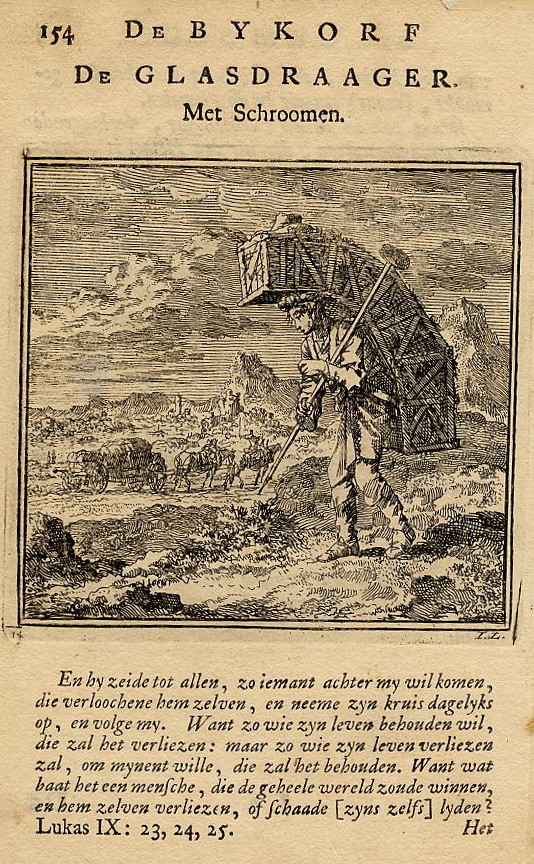 print De Glasdraager. Met Schroomen. by Jan Luyken