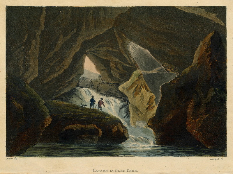 Cavern in Glen Coe by J. Merigot naar J.C. Nattes