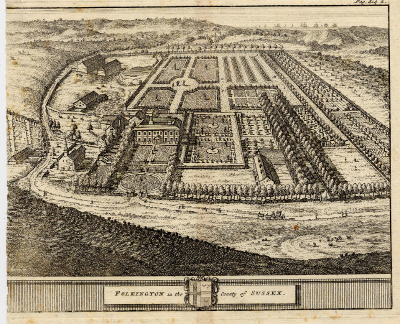 Folkington in the County of Sussex by Pieter van der Aa, naar Johannes Kip