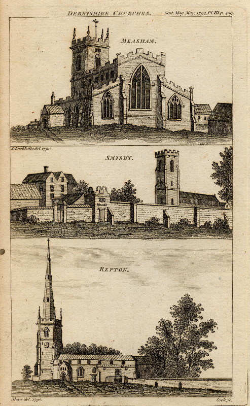 view Derbyshire churches. Measham, Smisby, Repton by Cook, Shaw, Schnebbelie