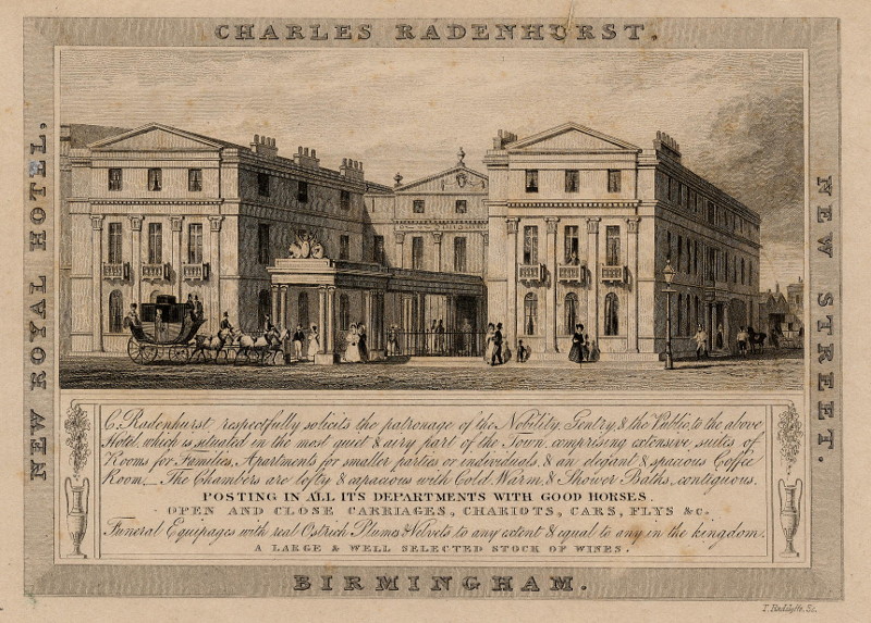 The Royal Hotel Charles Radenhurst, New Street Birmingham by T. Radcliffe