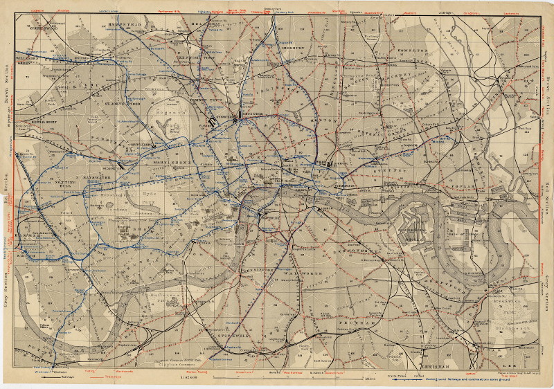 Londen met trein, tram en metro lijnen by K. Baedeker