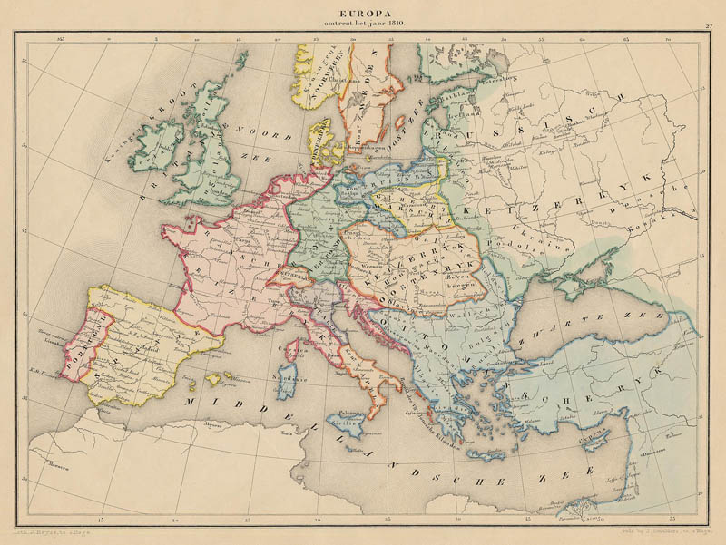 Europa omtrent het jaar 1810 by De Erven Thierry en Mensing