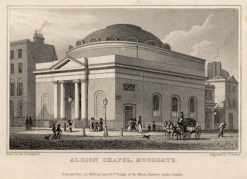 Albion Chapel, Moorgate by T. Barber, T.H. Shepherd
