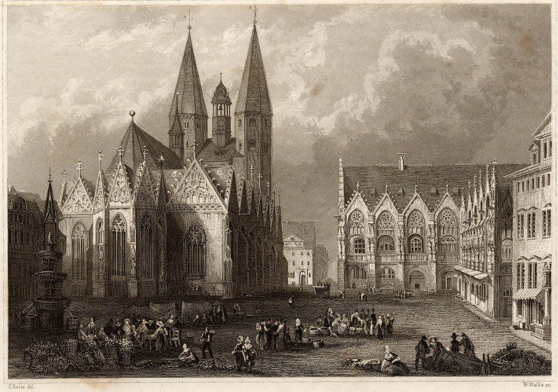 Braunschweig Der Altstadtmarkt mit de Martinikirche by C. Reiss, W. Wallis