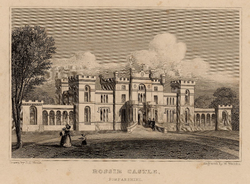 Rossie Castle, Forfarshire by W. Watkins, J.P. Neale