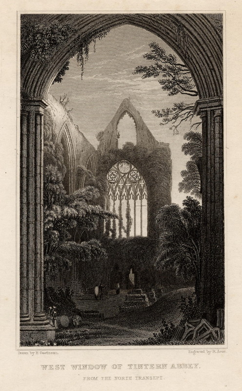 view West window of Tintern Abbey, from the North transept by R. Acon, H. Gastineau