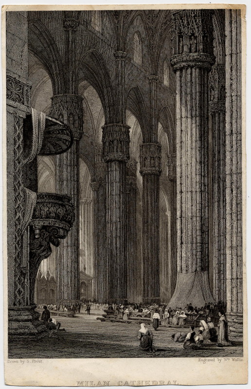 view Milan cathedral by S. Prout, W. Wallis