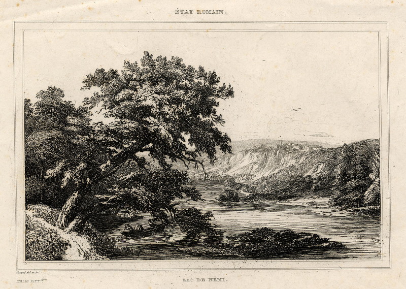 État Romain. Lac de Némi. by Girard