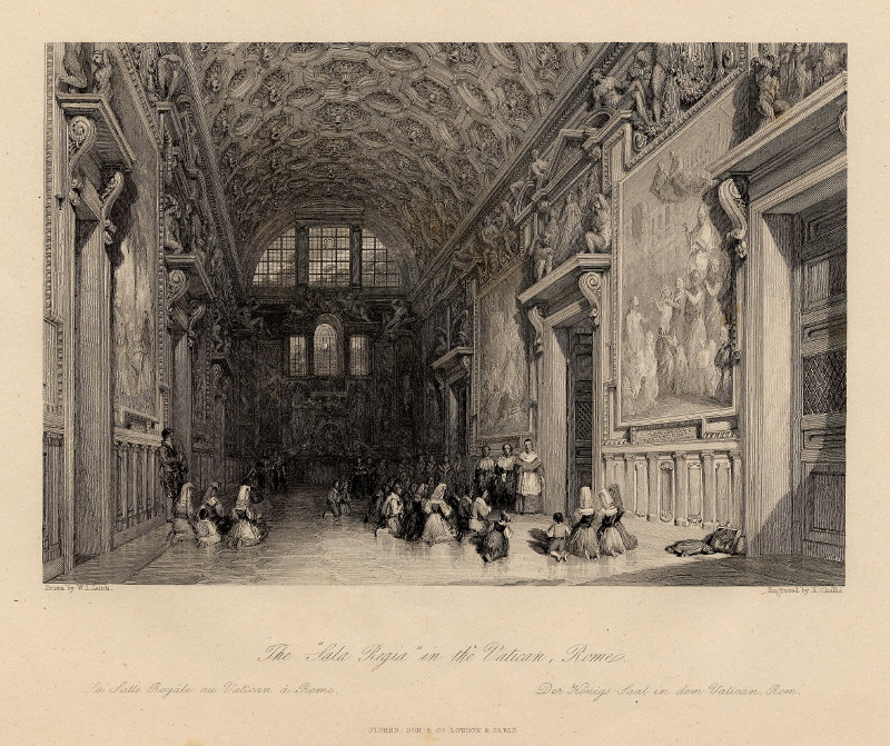 The Sala Regia in the Vatican, Rome by W.L. Leitch, E. Challis