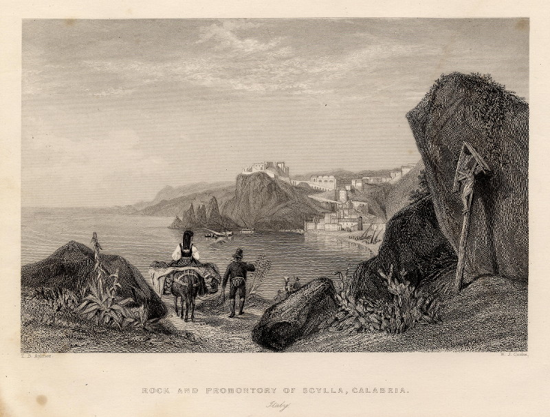 Rock and promontory of Scylla, Calabria. Italy. by T.B. Aylmer, W.J. Cooke