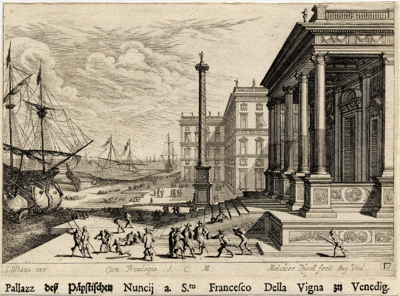 Pallazz des Papstischen Nuncij a S.to Francesco Della Vigna zu Venedig by Melchior Küsell, J.W. Baur