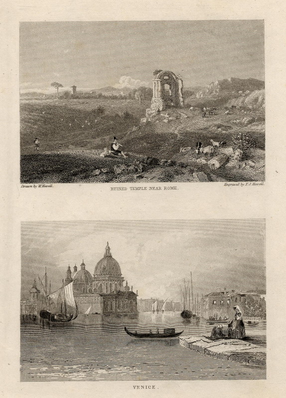 view Ruined temple near Rome. Venice. by W. Havell, F.J. Havell