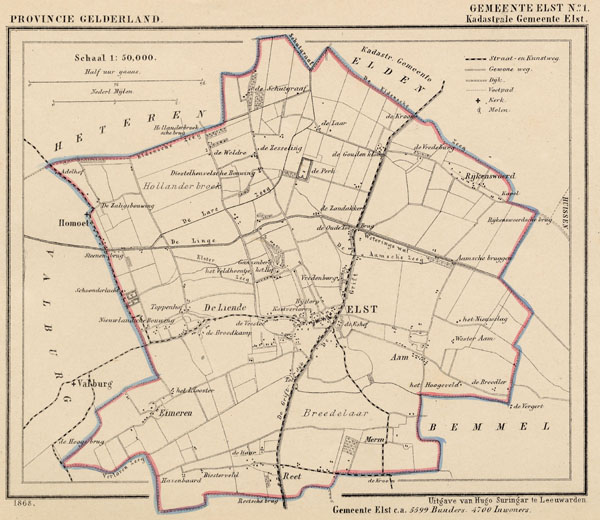 map communityplan Elst (Kad gem Elst) by Kuyper (Kuijper)