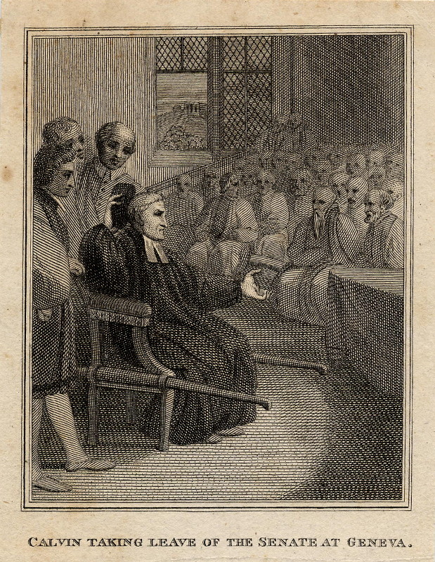 Calvin taking leave of the Senate at Geneva by W. Button
