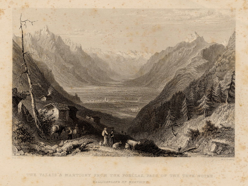 The Valais & Martigny from the Forclas, Pass of the Tete Noire by W.H. Bartlett, M.J. Starling