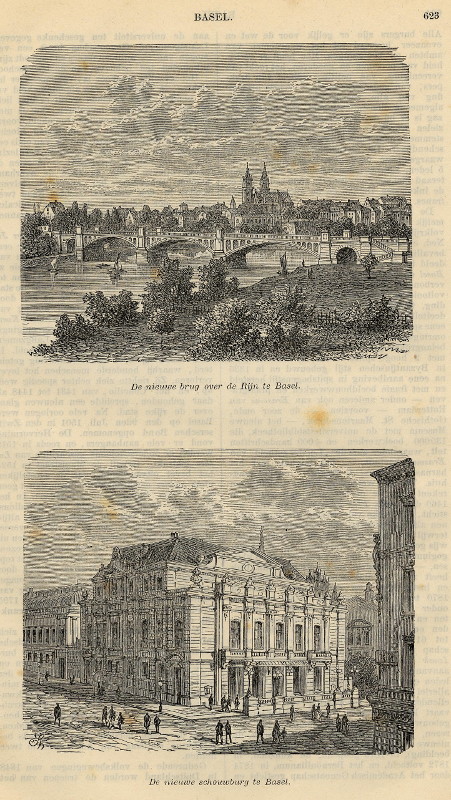 view De nieuwe brug over de Rijn te Basel/ De nieuwe schouwburg te Basel by nn