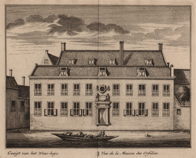 Gesigt van het Wees-Huys; Vue de la Maison des Orfelins by Leonard Schenk, Abraham Rademaker