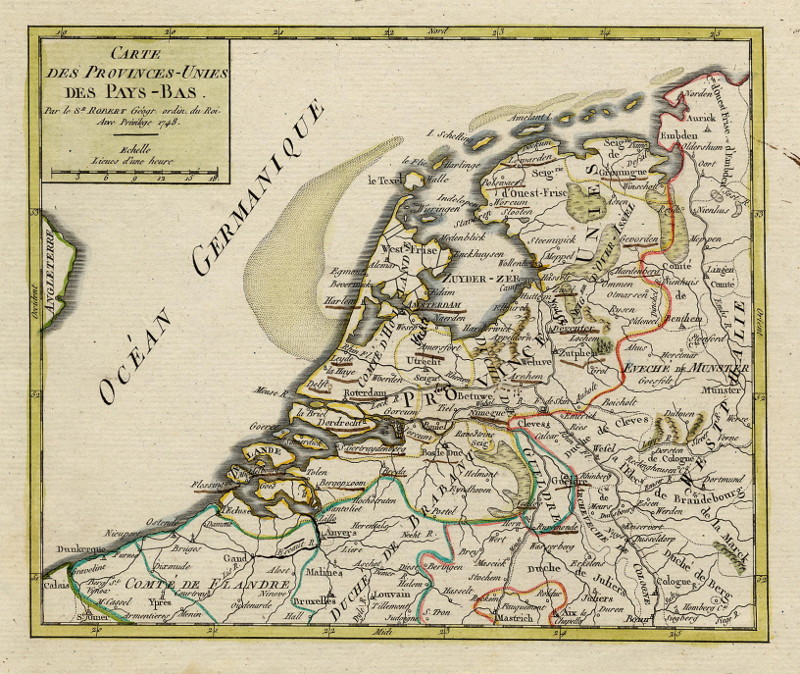 Carte des Provinces-Unies des Pays-Bas by Robert Vaugondy